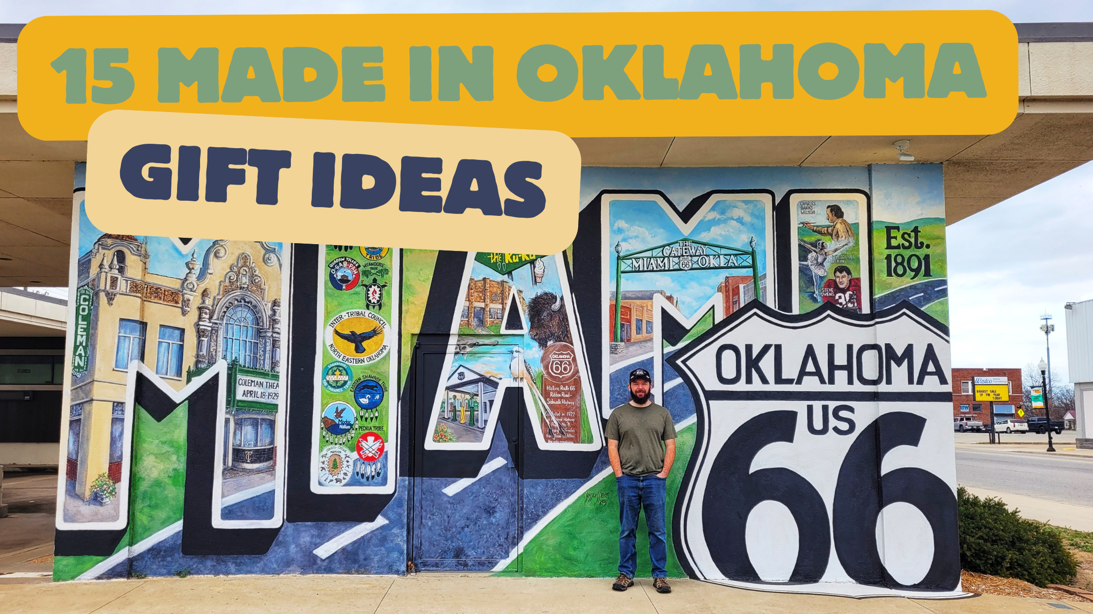 banner graphic that says 15 made in oklahoma gift ideas
