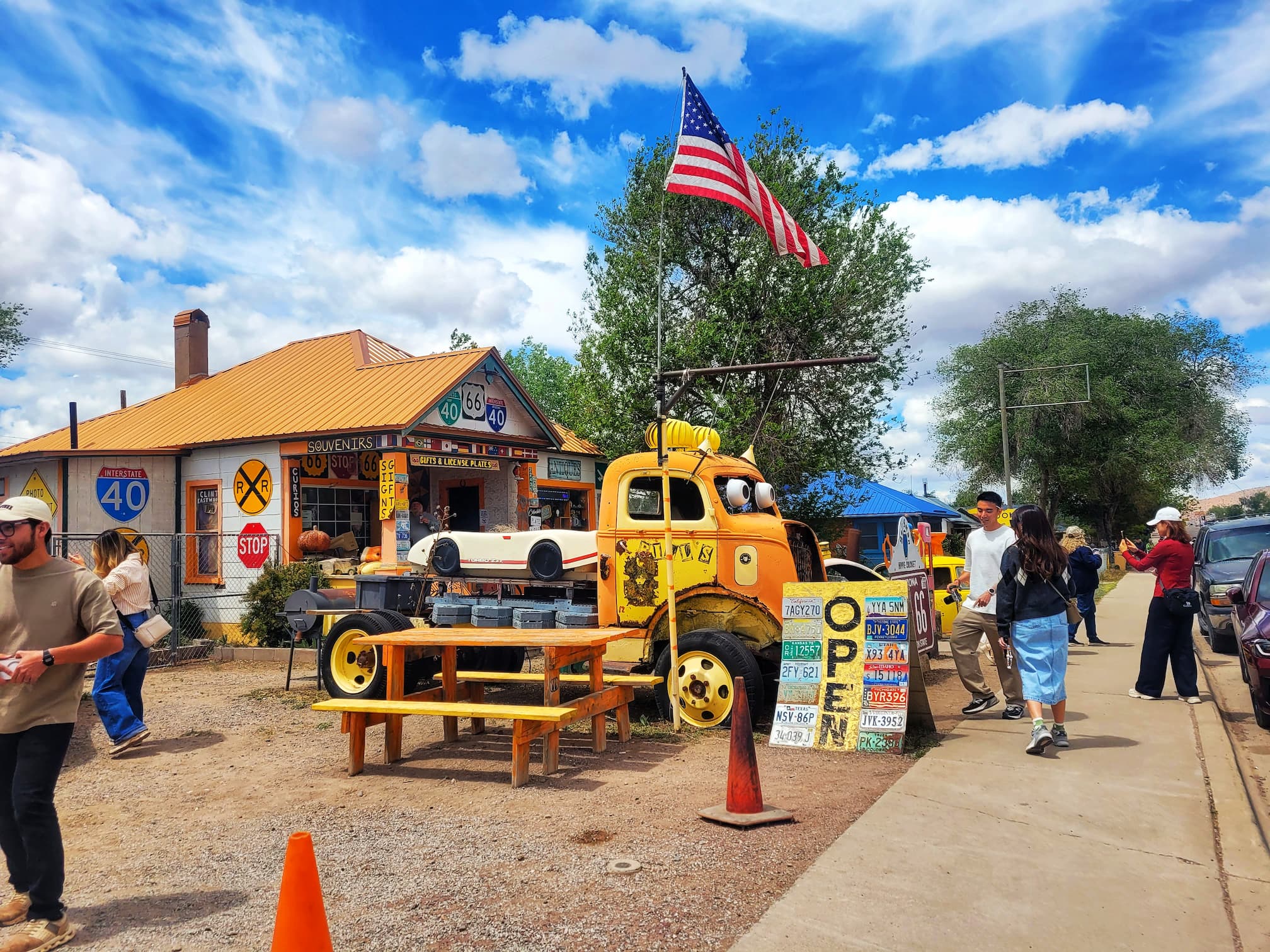 photo of tourist crowd in seligman