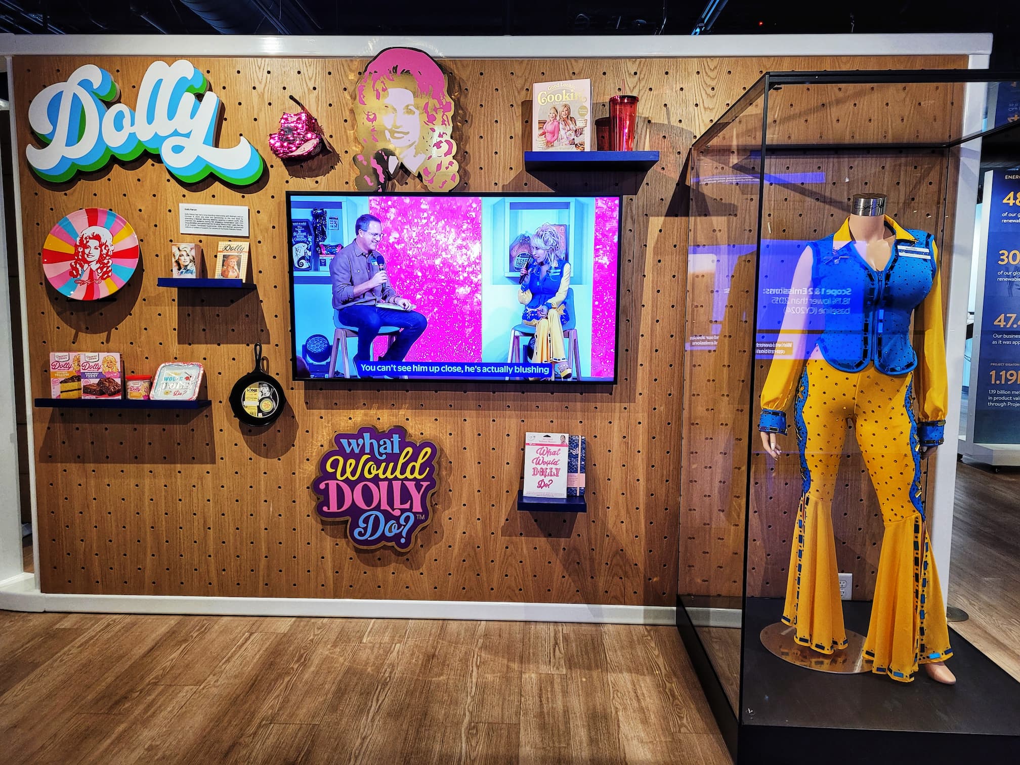 photo of dolly parton walmart uniform